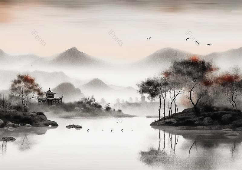 水墨山水风景画手绘背景图,插画/手绘图,插画/手绘图库,插画/手绘图下载,插画/手绘